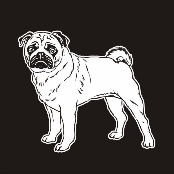 Hundeaufkleber Mops Pug stehend Autoaufkleber Auto Sticker Aufkleber A1735